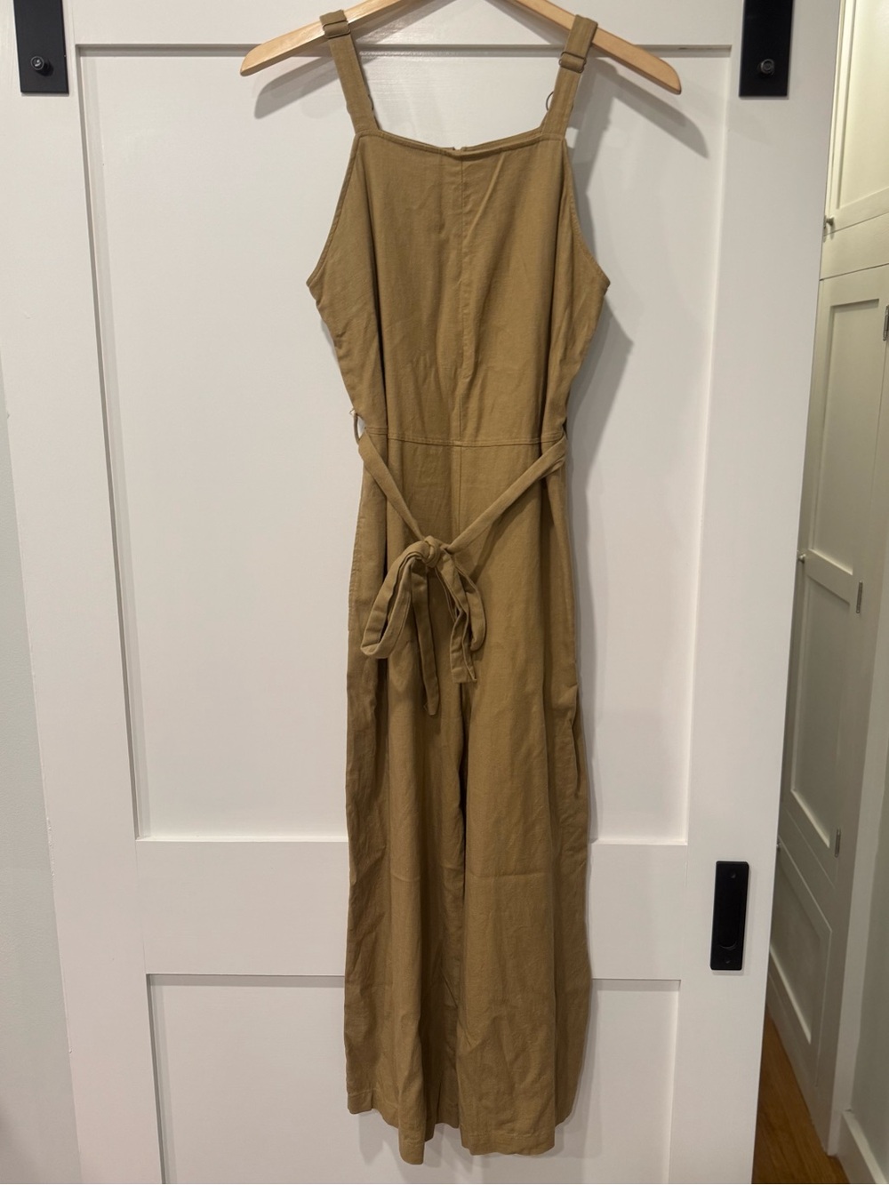 Massimo Tan Sleeveless Linen and Rayon Jumpsuit